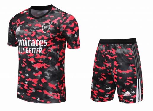 Arsenal 2021 Black Red Training Suits (Shirt+Shorts)