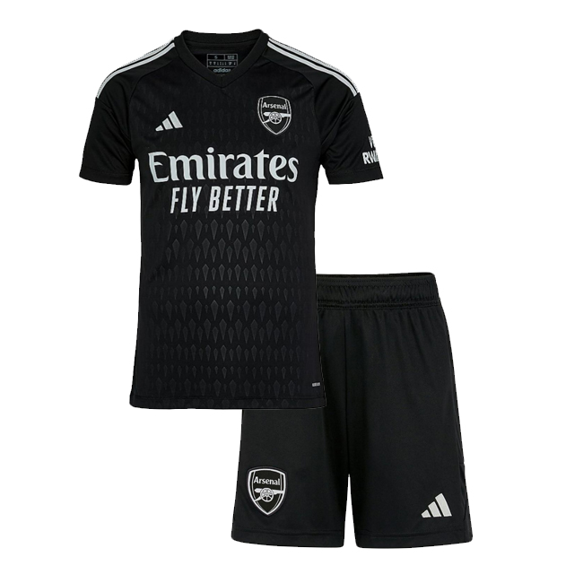 Arsenal 2023/24 Goalkeeper Kids Black Soccer Team Kit Children Shirt and Shorts