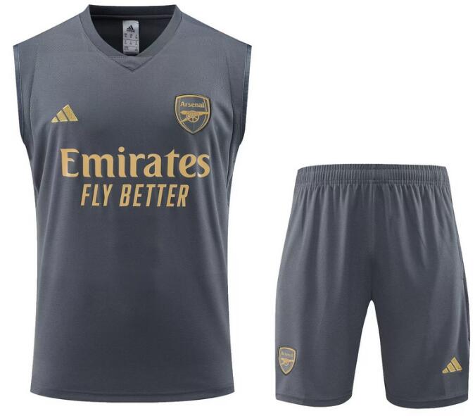 Arsenal 2023/24 Grey Training Vest Uniforms (Shirt+Shorts)