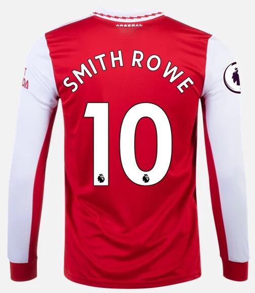 Arsenal 2022/23 Home 10 Smith Rowe Long Sleeved Shirt Soccer Jersey