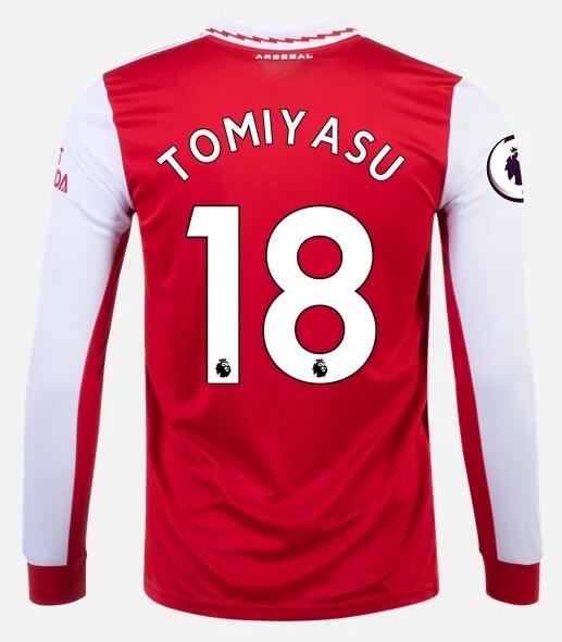 Arsenal 2022/23 Home 18 TAKEHIRO TOMIYASU Long Sleeved Shirt Soccer Jersey
