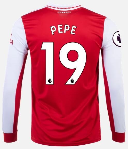 Arsenal 2022/23 Home 19 PEPE Long Sleeved Shirt Soccer Jersey