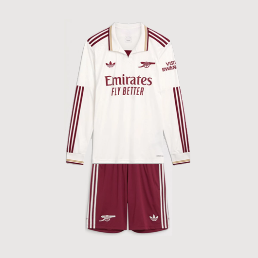 Arsenal 2025/26 Third Kids Long Sleeve Soccer Team Kit Children Shirt + Shorts