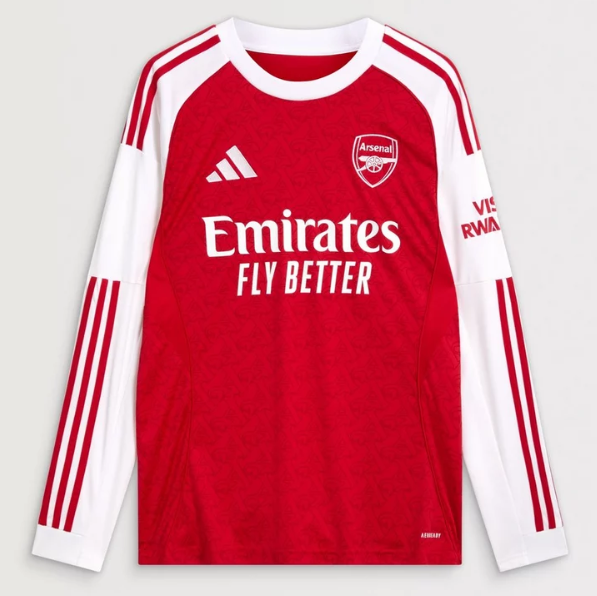Arsenal 2025/26 Home Long Sleeve Shirt Soccer Jersey