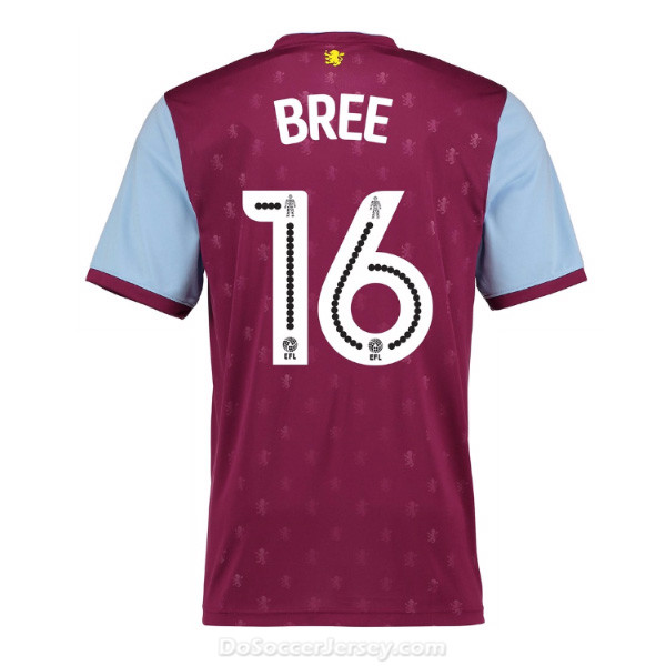 Aston Villa 2017/18 Home Bree #16 Shirt Soccer Jersey