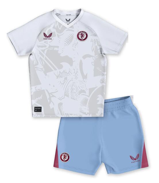 Aston Villa 2023/24 Home Kids Soccer Kit Children Shirt + Shorts
