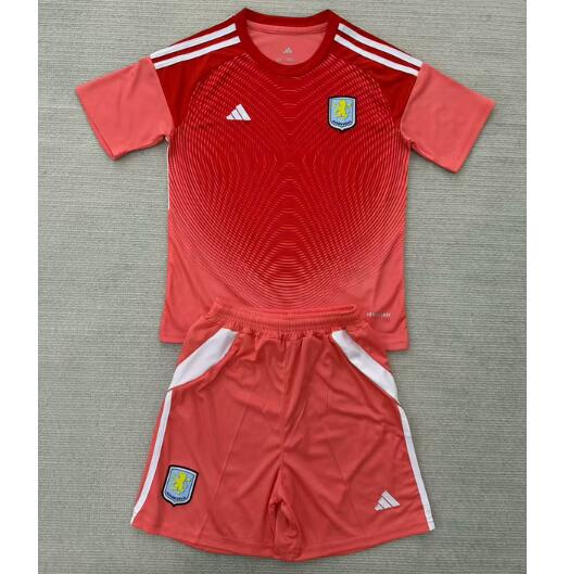 Aston Villa 2025/26 Goalkeeper Kids Orange Soccer Kit (Shirt+Shorts)