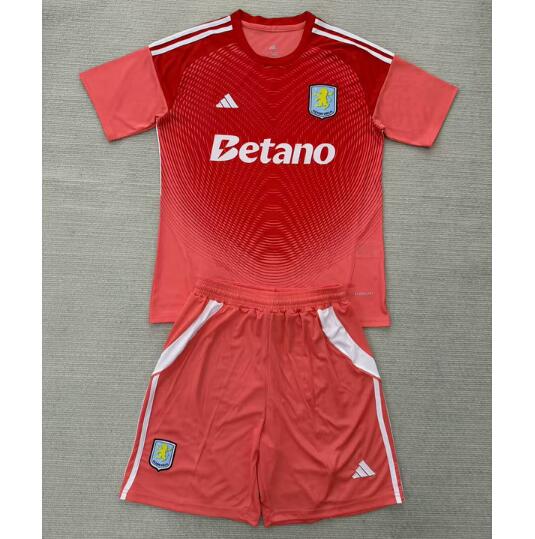 Aston Villa 2025/26 Goalkeeper Men Orange Soccer Uniforms (Shirt+Shorts)