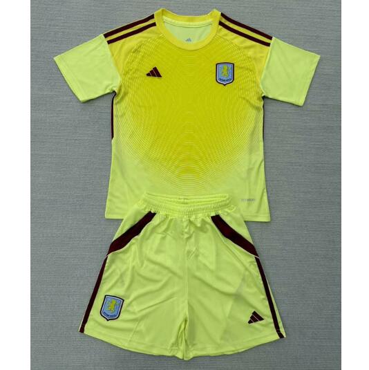 Aston Villa 2025/26 Goalkeeper Kids Soccer Kit (Shirt+Shorts)