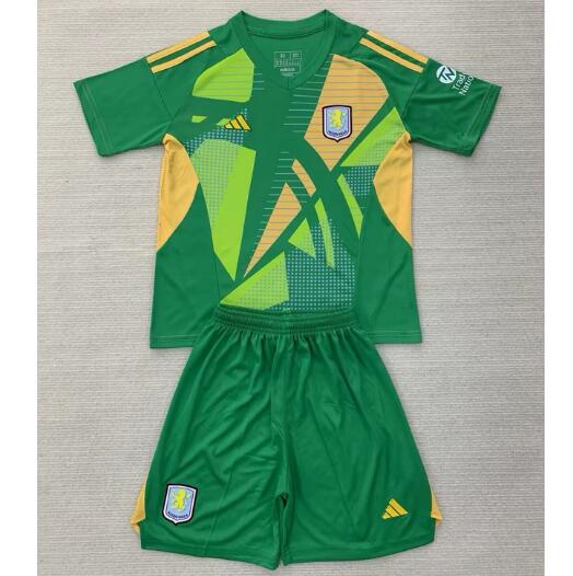 Aston Villa 2024/25 Goalkeeper Kids Soccer Kit Children Shirt + Shorts
