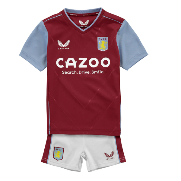Aston Villa 2022/23 Home Kids Soccer Kit Children Shirt + Shorts