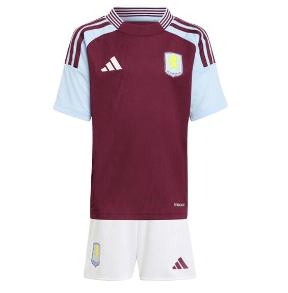 Aston Villa 2024/25 Home Kids Soccer Kit Children Shirt + Shorts