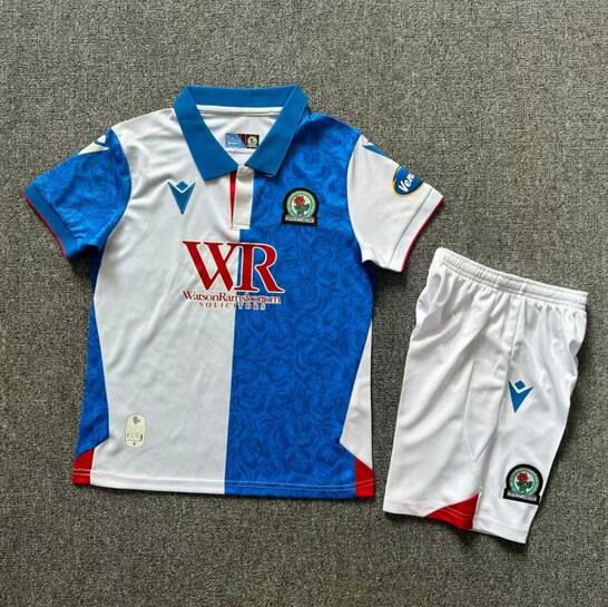 Blackburn Rovers 2024/25 Home Kids Soccer Kit Children Shirt + Shorts