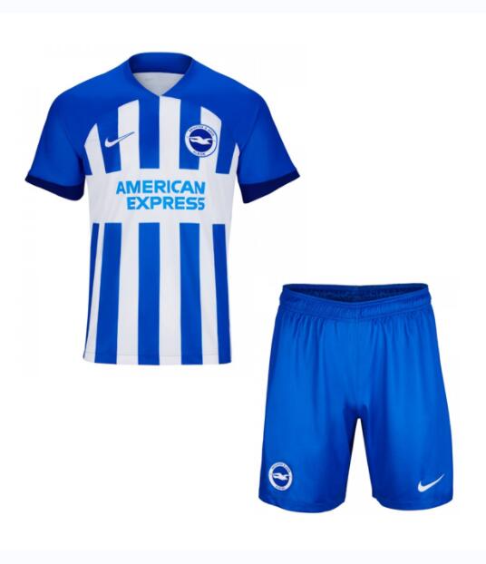Brighton & Hove Albion 2023/24 Home Kids Soccer Kit Children Shirt + Shorts