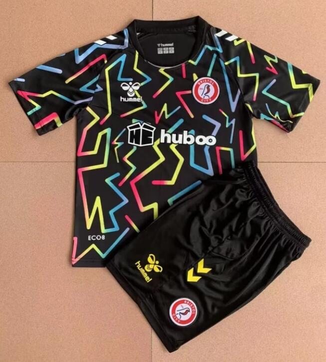 Bristol City 2022/23 Goalkeeper Black Kids Soccer Kit Children Shirt + Shorts