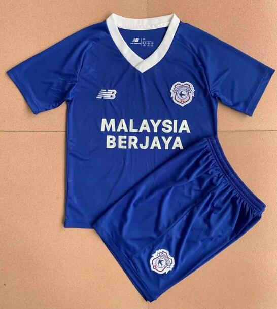 Cardiff City FC 2022/23 Home Kids Soccer Kit Children Shirt + Shorts