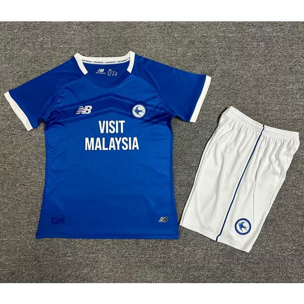 Cardiff City FC 2024/25 Home Kids Soccer Kit Children Shirt + Shorts