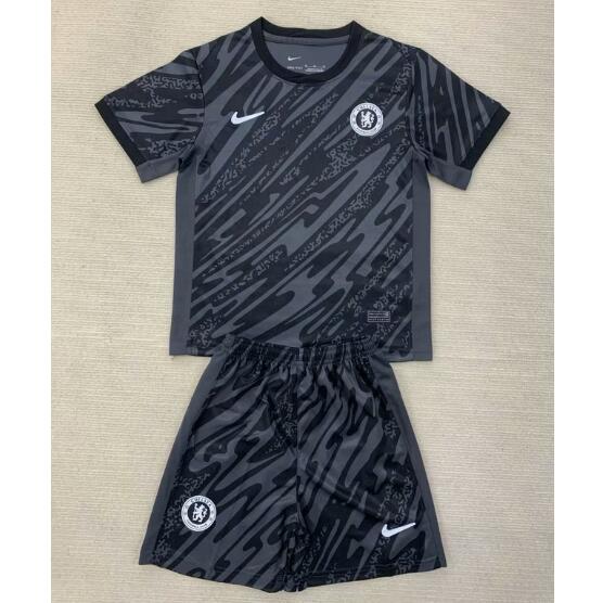 Chelsea 2024/25 Goalkeeper Kids Black Soccer Kit Children Shirt and Shorts