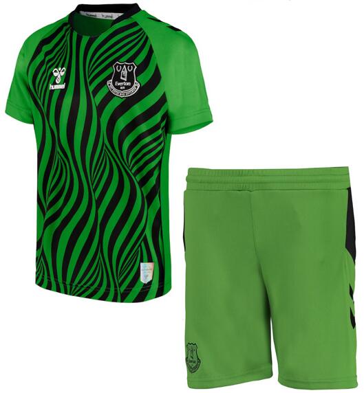 Everton 2022/23 Goalkeeper Green Kids Soccer Kit Children Shirt + Shorts