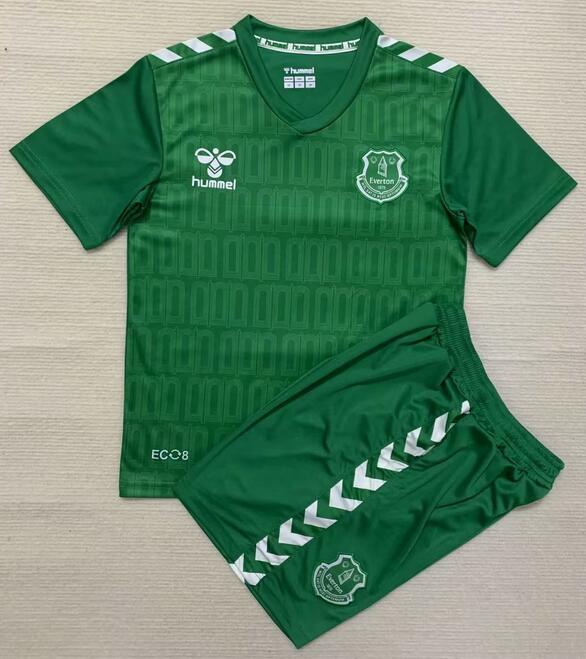 Everton 2023/24 Goalkeeper Kids Green Soccer Kit Children Shirt + Shorts