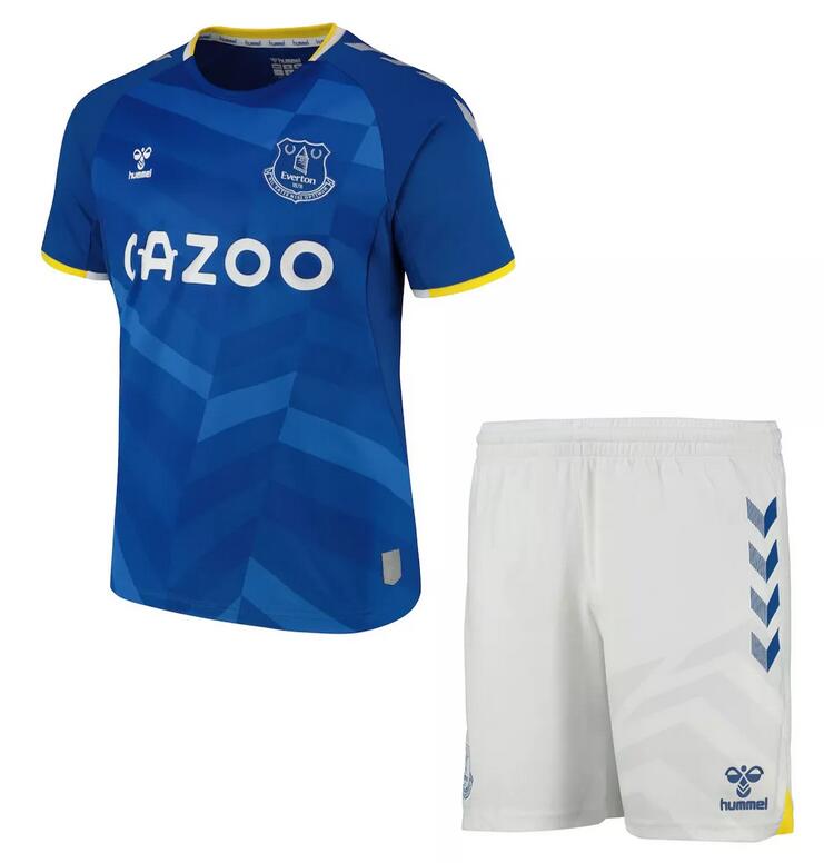 Everton 2021/22 Home Kids Soccer Kit Children Shirt + Shorts