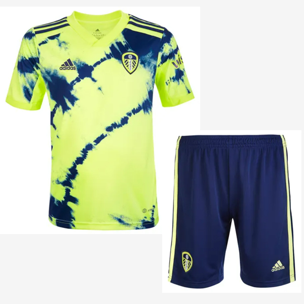 Leeds United 2022/23 Away Kids Soccer Jersey Kit Children Shirt and Shorts