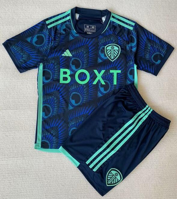 Leeds United 2023/24 Away Kids Soccer Jersey Kit Children Shirt and Shorts