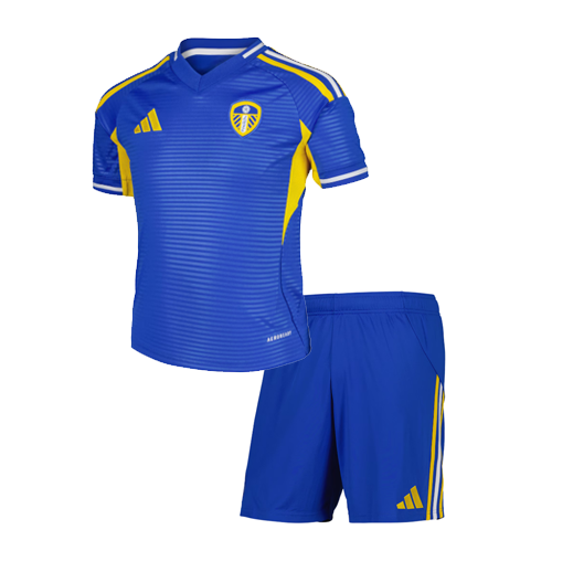 Leeds United 2025/26 Away Kids Soccer Jersey Kit Children Shirt + Shorts