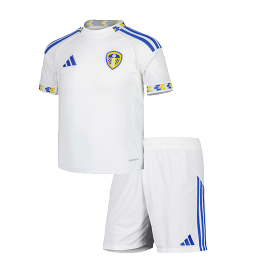 Leeds United 2025/26 Home Kids Soccer Jersey Kit Children Shirt + Shorts