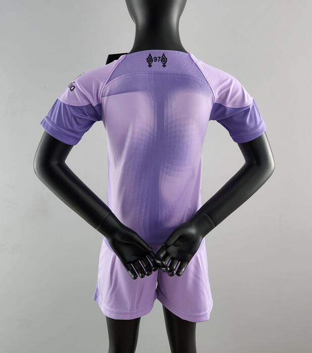 Liverpool 2022/23 Goalkeeper Purple Kids Soccer Kit Children Shirt + Shorts
