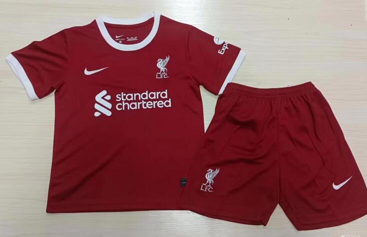 Prediction Liverpool 2023/24 Home Kids Soccer Kit Children Shirt + Shorts