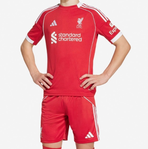 Liverpool 2025/26 Home Kids Soccer Kit Children Shirt + Shorts