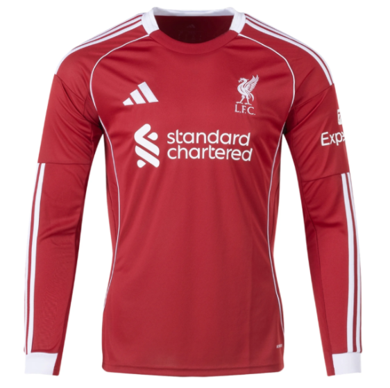 Liverpool 2025/26 Home Long Sleeved Shirt Soccer Jersey