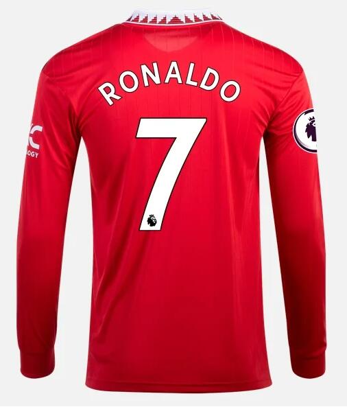 Manchester United 2022/23 Home 7 CRISTIANO RONALDO Long Sleeved Shirt Soccer Jersey