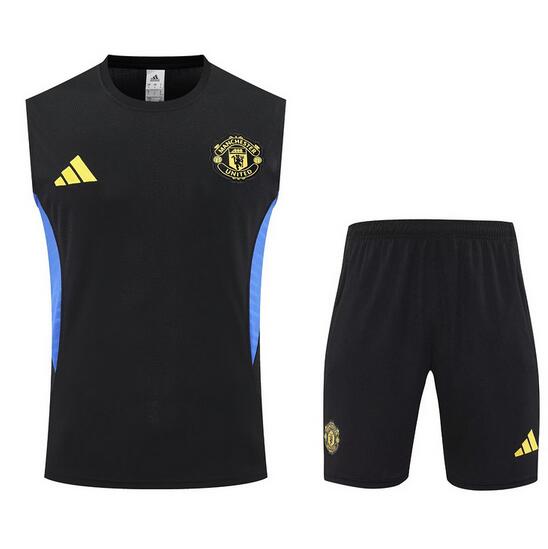 Manchester United 2025/26 Black Training Vest Uniforms (Shirt+Shorts)
