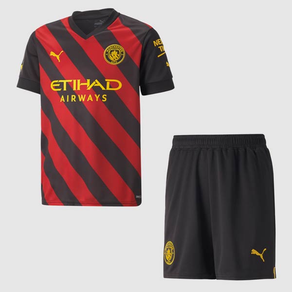 Manchester City 2022/23 Away Kids Soccer Kit Children Shirt + Shorts