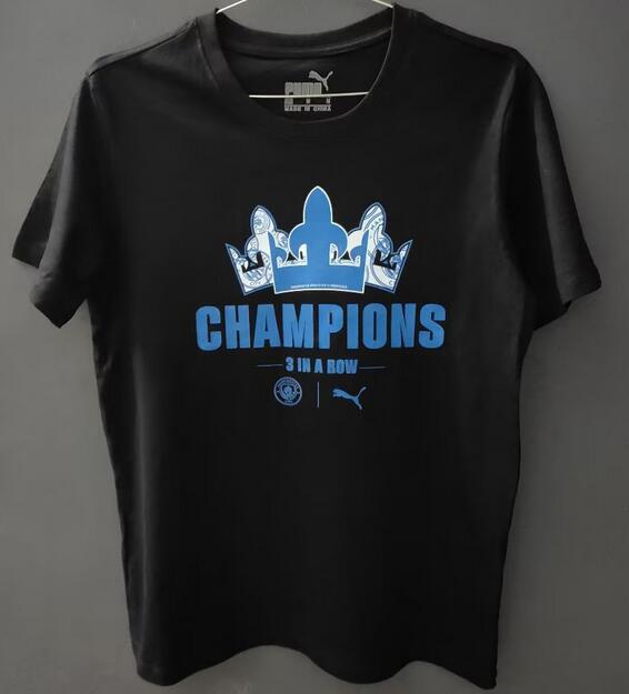 Manchester City 2023/24 Black 15 Champions T-Shirt