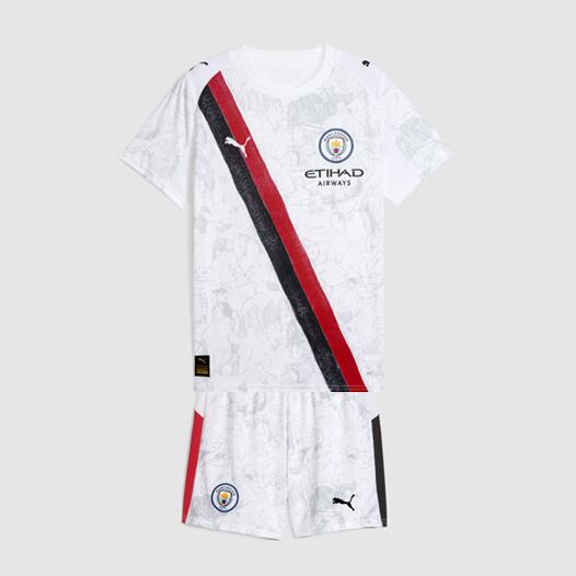 Manchester City 2025/26 Away Kids Soccer Kit Children Shirt + Shorts