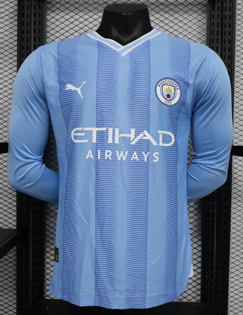 Manchester City 2023/24 Home Long Sleeved Match Version Shirt Soccer Jersey
