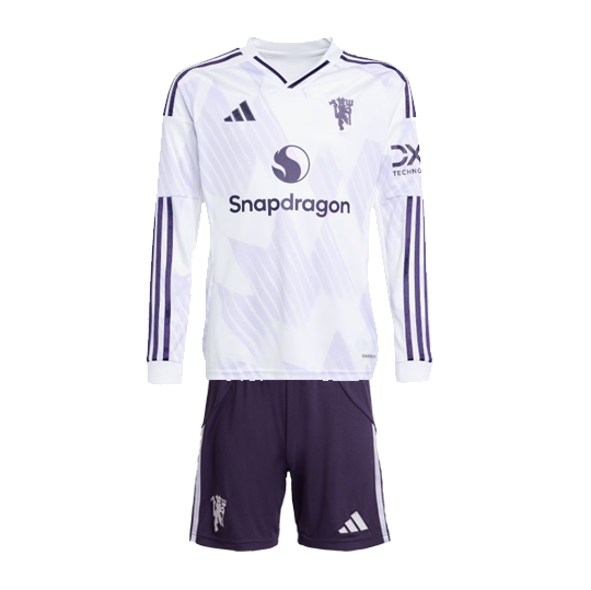 Manchester United 2025/26 Away Kids Long Sleeved Soccer Kit Children Shirt + Shorts