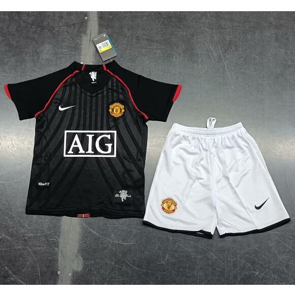 Manchester United 2007/08 Away Retro Kids Soccer Kit Children Shirt + Shorts