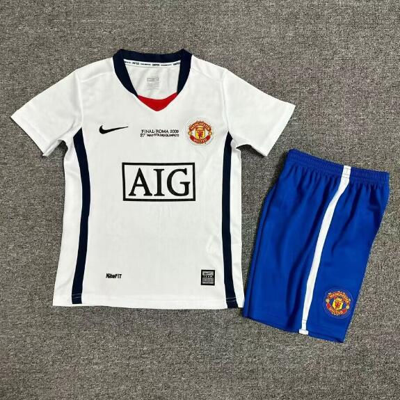 Manchester United 2008/09 Away Retro Kids Soccer Kit Children Shirt + Shorts