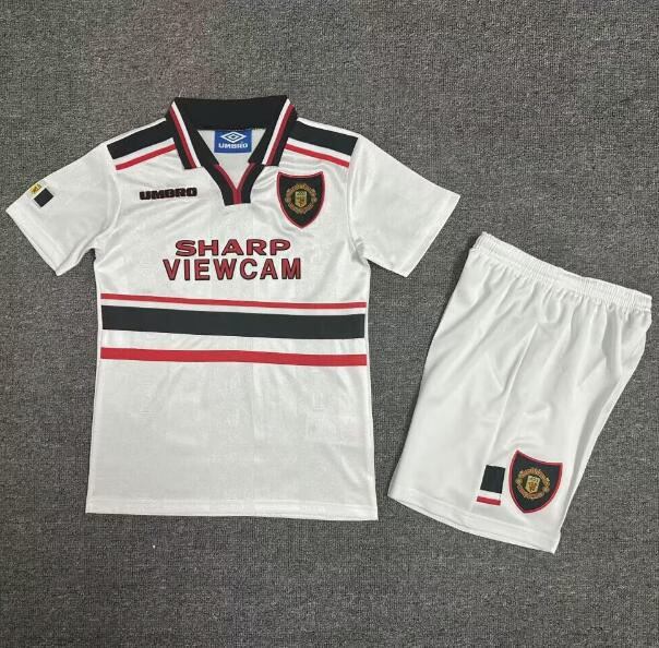 Manchester United 1998/99 Away Retro Kids Soccer Kit Children Shirt + Shorts
