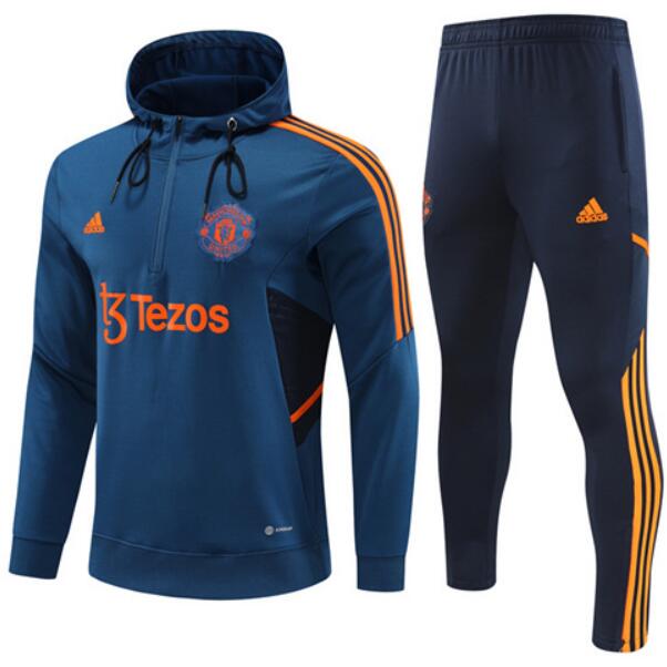 Manchester United 2022/23 Dark Blue Training Suit (Hoodie Top+Trouser)