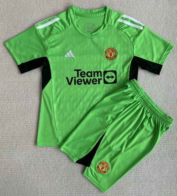 Manchester United 2023/24 Goalkeeper Kids Soccer Kit Children Shirt and Shorts