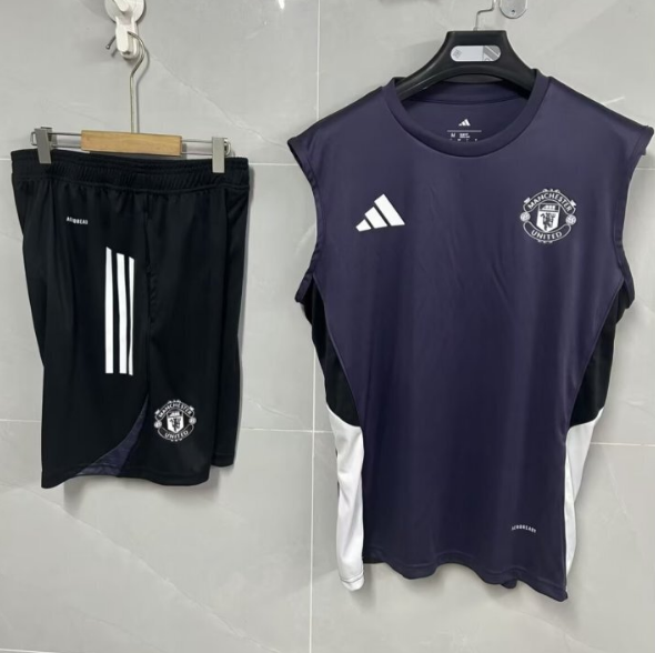 Manchester United 2025/26 Grey Training Vest Uniforms (Shirt+Shorts)