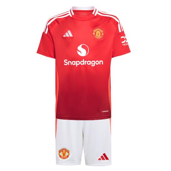 Manchester United 2024/25 Home Kids Soccer Kit Children Shirt and Shorts