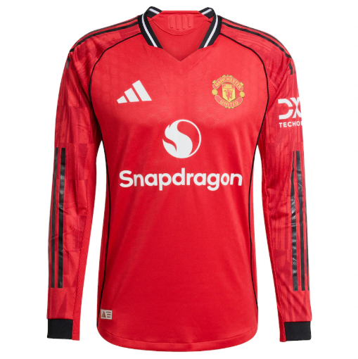 Manchester United 2025/26 Home Long Sleeved Match Version Shirt Soccer Jersey