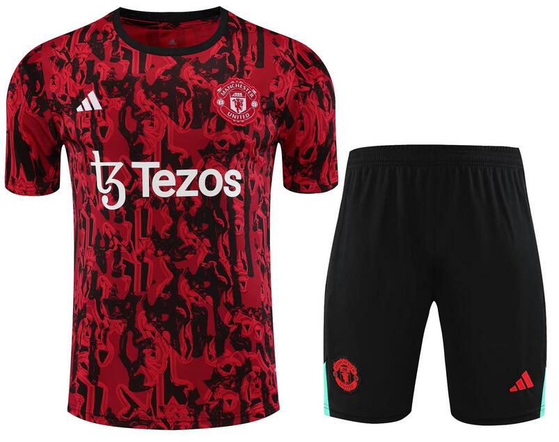 Manchester United 2023/24 Red Black Training Uniforms (Shirt+Shorts)