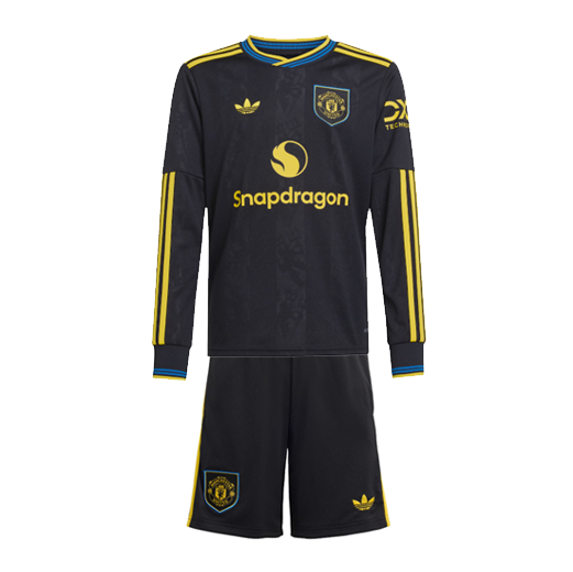Manchester United 2025/26 Third Kids Long Sleeved Soccer Kit Children Shirt + Shorts